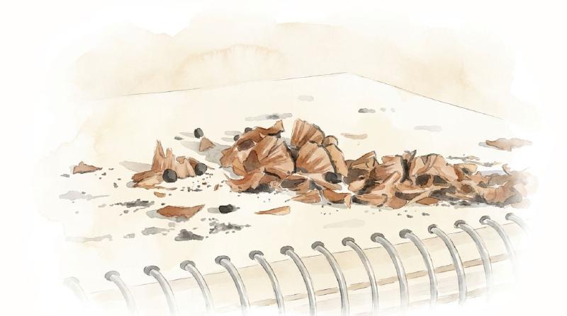 Eraser shavings on notebook