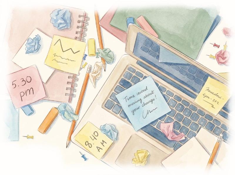 Messy office workplace